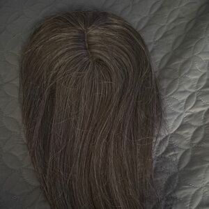 Two 8” Brown/with Gray Highlights Synthetic Hair Topper